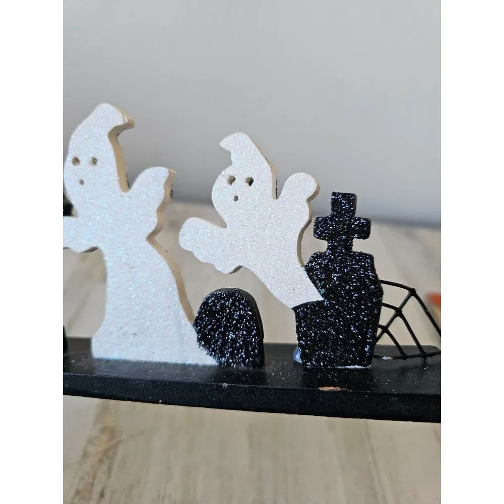 Glitter Ghost cemetery wooden signed core tombstone sparkle moon‎ desktop